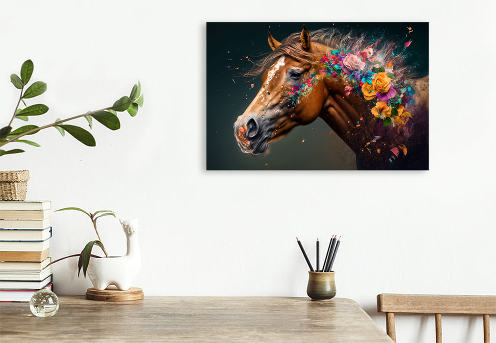 Premium textile canvas flower horse 02 