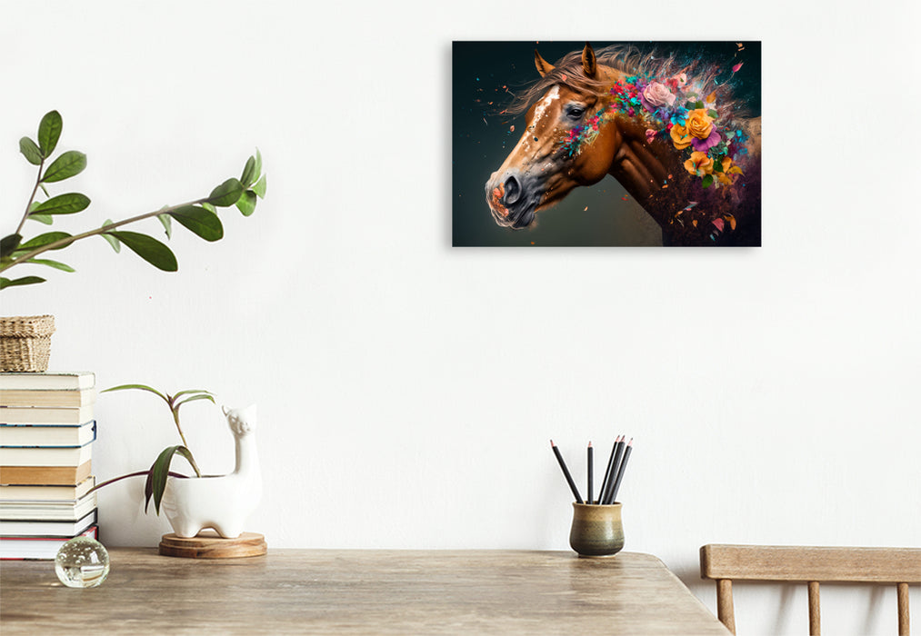 Premium textile canvas flower horse 02 