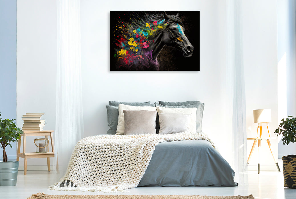 Premium textile canvas flower horse 08 