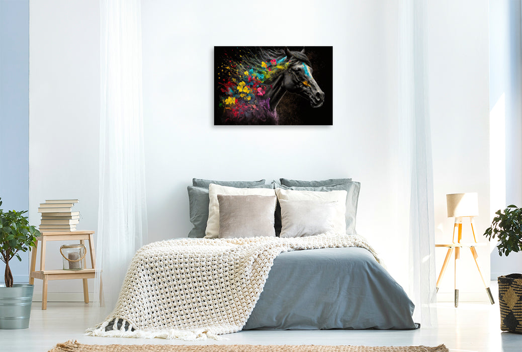 Premium textile canvas flower horse 08 