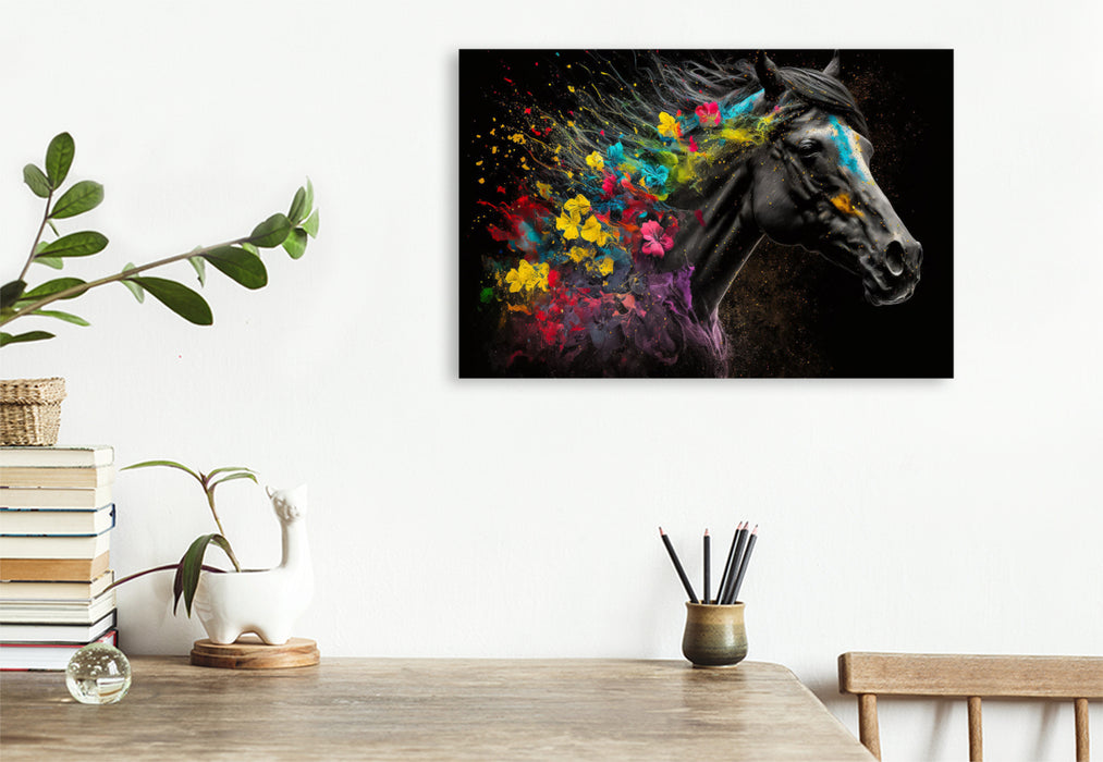 Premium textile canvas flower horse 08 