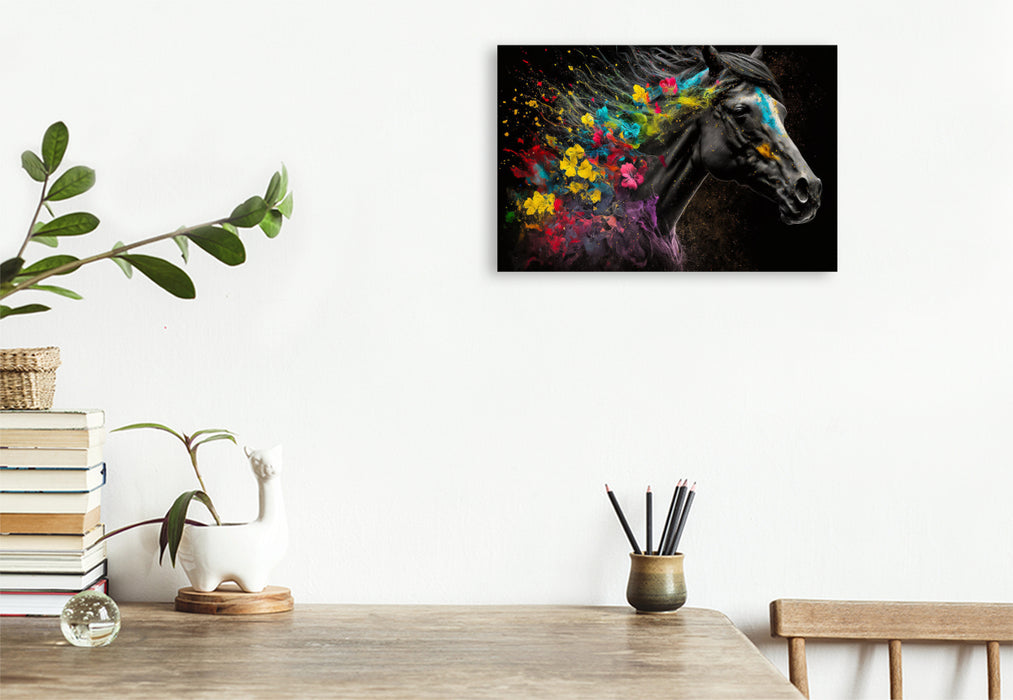 Premium textile canvas flower horse 08 