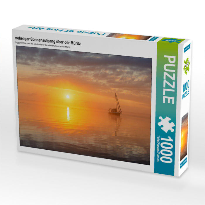 nebeliger Sonnenaufgang über der Müritz - CALVENDO Foto-Puzzle'