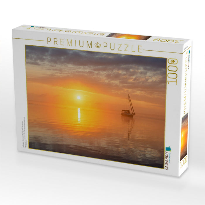 nebeliger Sonnenaufgang über der Müritz - CALVENDO Foto-Puzzle'