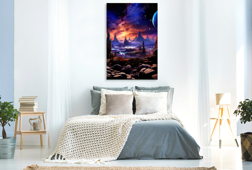 Premium textile canvas A wide view of the landscape of an alien planet 