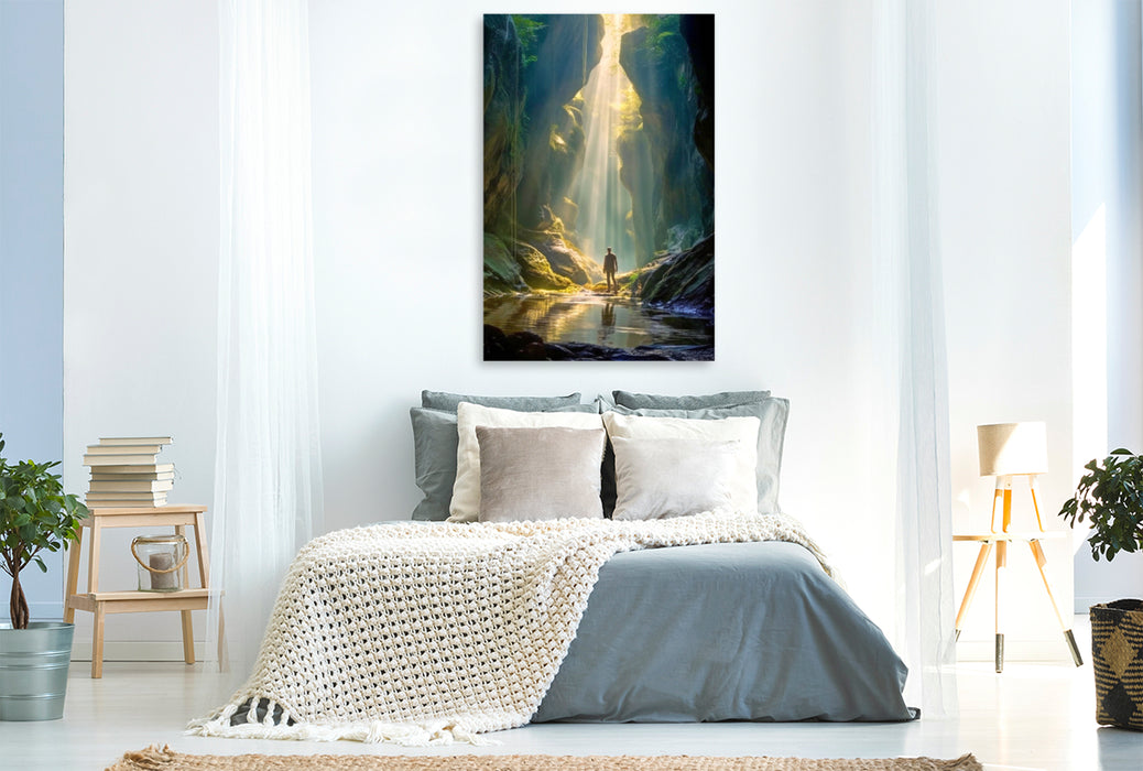 Premium textile canvas beam of light into the depths 