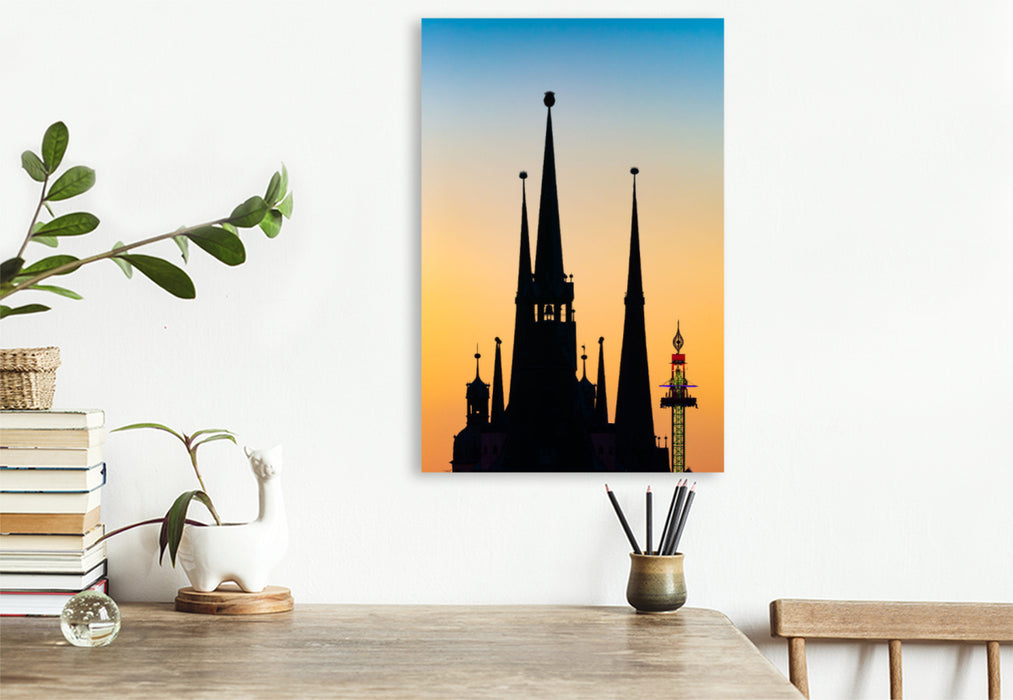 Premium textile canvas The five towers of Halle-Saale 