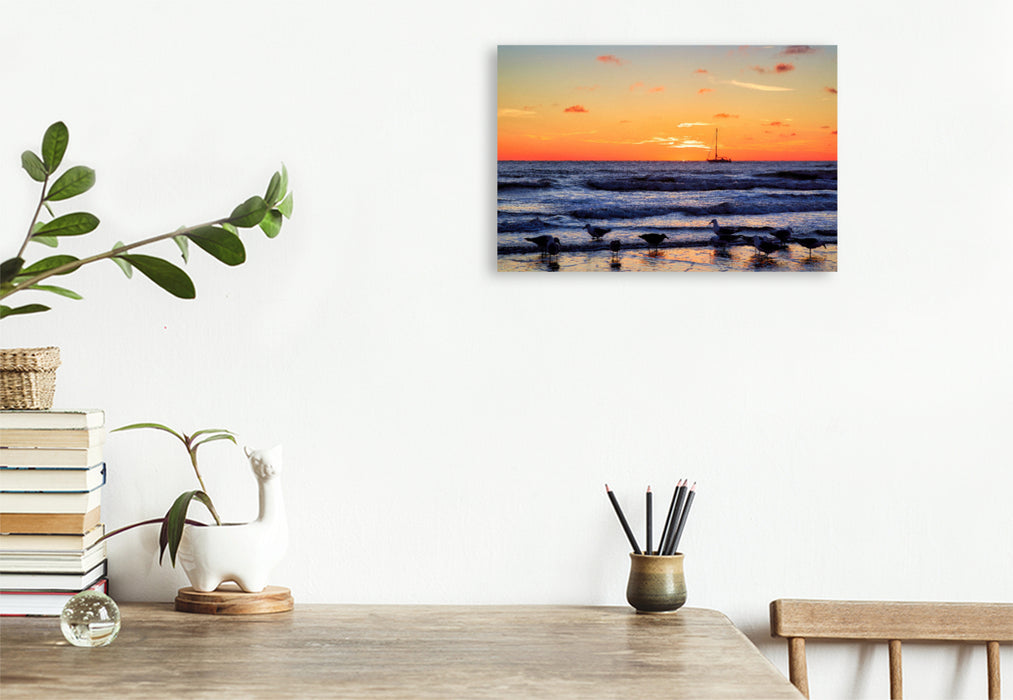 Premium textile canvas Sunset on Norderney's northern beach 