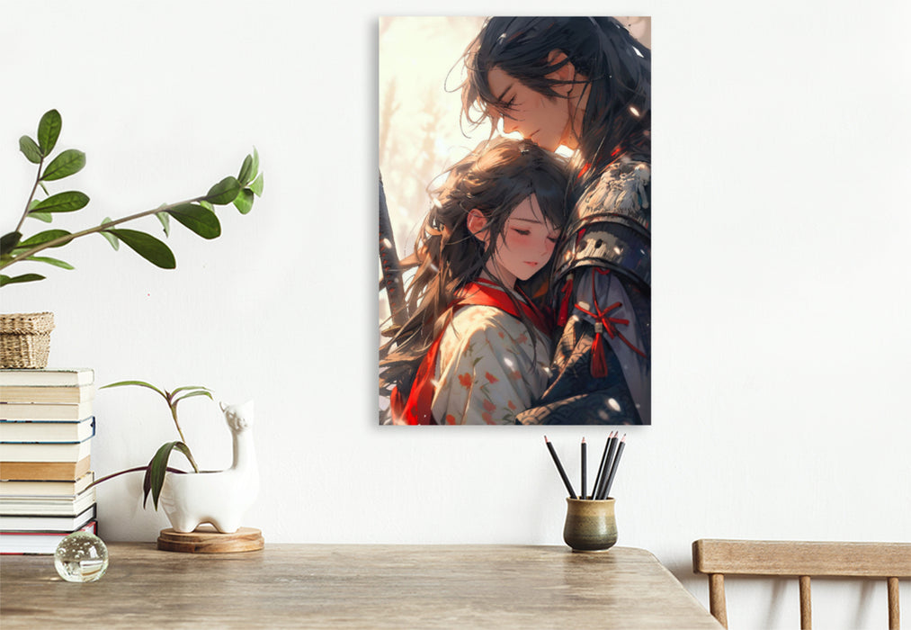 Premium textile canvas Until we meet again - Samurai lovers in manga style 