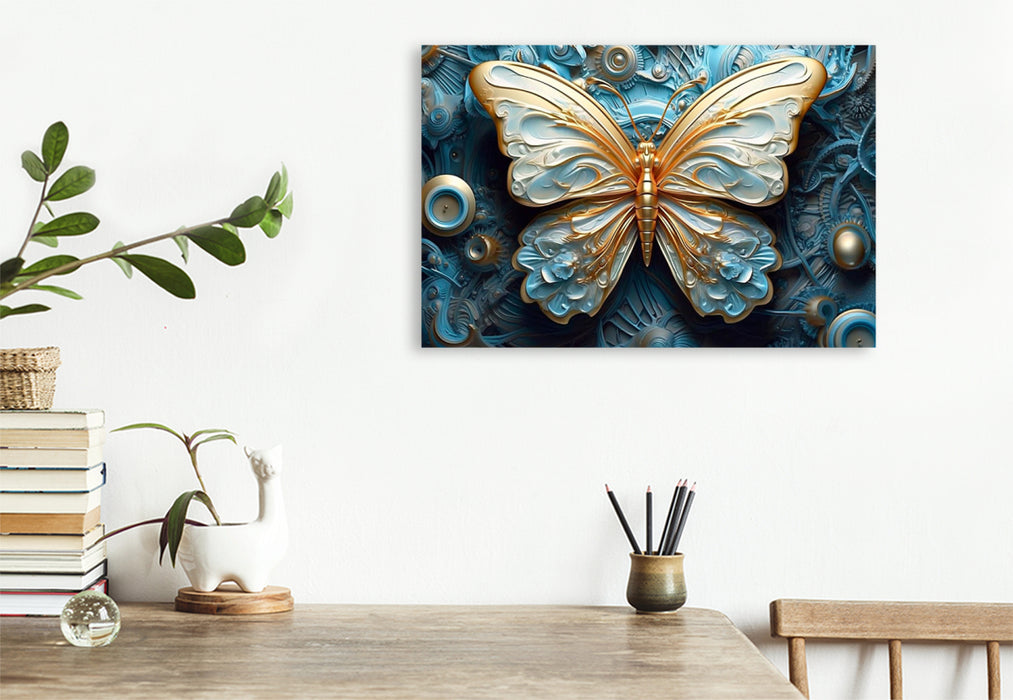 Premium Textile Canvas Mechanical Design of a Butterfly - Steampunk 