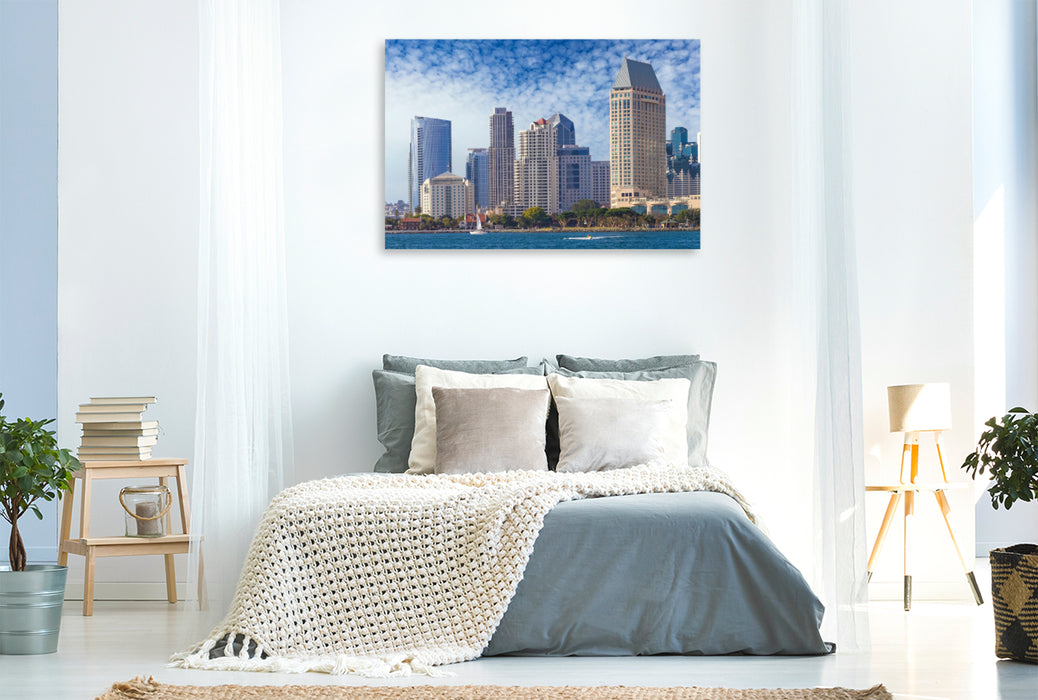 Premium Textil-Leinwand San Diego Skyline