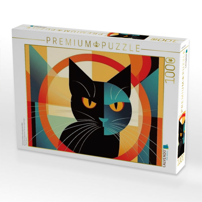 Schwarze Katze mit empörtem Blick - CALVENDO Foto-Puzzle'