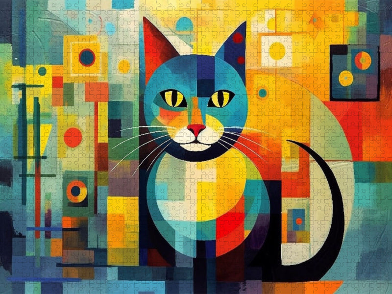 Katze Im Stil von Wassily Kandinsky - CALVENDO Foto-Puzzle'