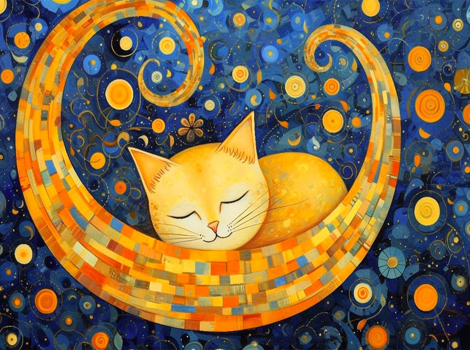 Katze im Stil von Gustav Klimt - CALVENDO Foto-Puzzle'