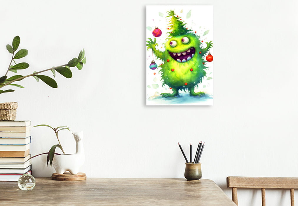 Premium Textil-Leinwand Weihnachtsbaummonster