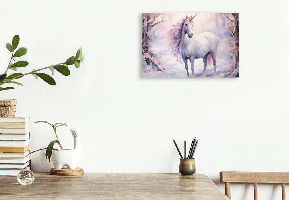 Premium textile canvas unicorn with blowing mane 