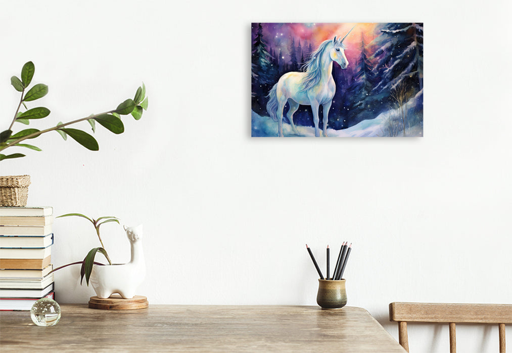 Premium textile canvas unicorn in the moonlight 