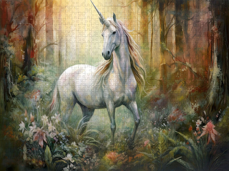 Einhorn im herbstlichen Wald - CALVENDO Foto-Puzzle'