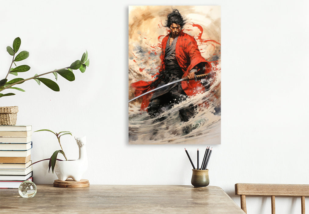 Premium Textil-Leinwand Der Samurai - ein professioneller Kämpfer