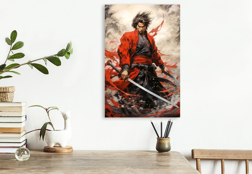 Premium Textil-Leinwand Der furchtlose Samurai