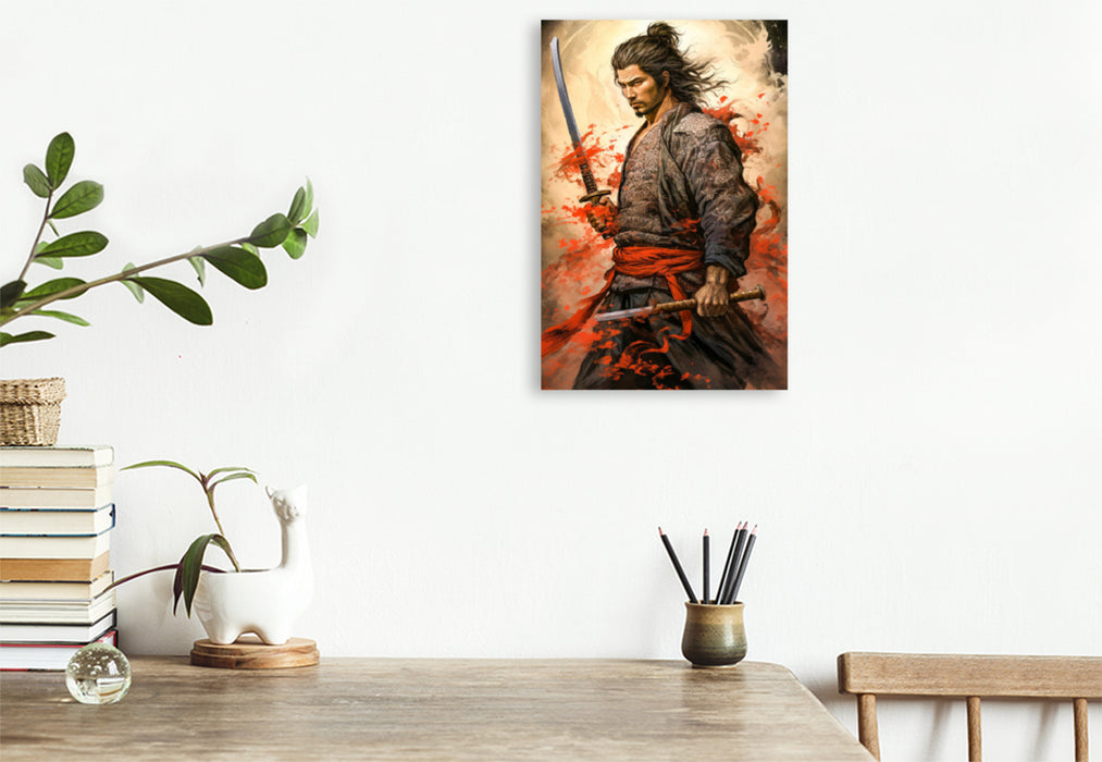 Premium Textil-Leinwand Der Samurai - ein exzellenter Stratege