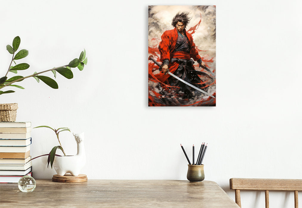 Premium Textil-Leinwand Der furchtlose Samurai