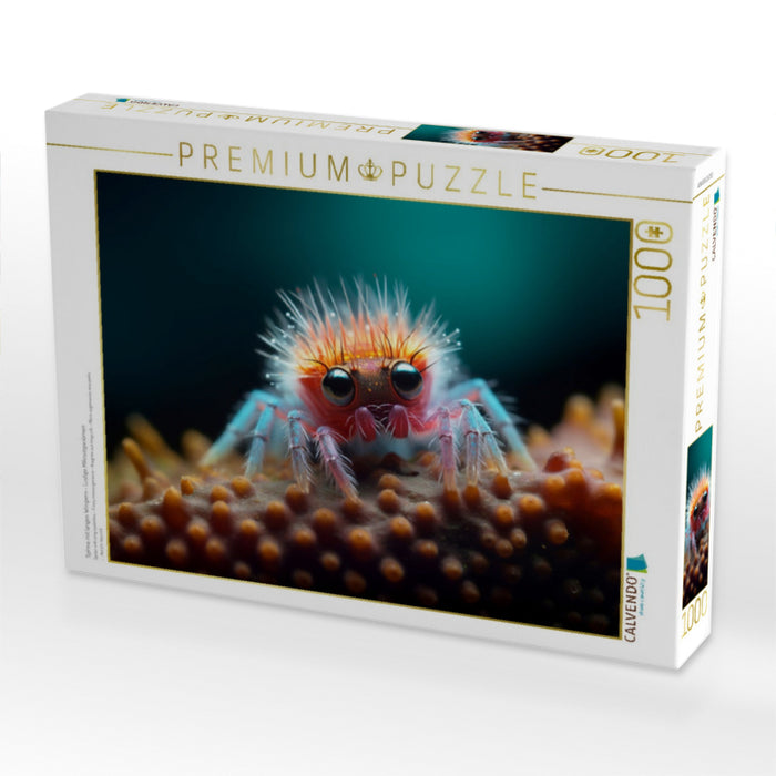 Spinne mit langen Wimpern - Lustige Mikroorganismen - CALVENDO Foto-Puzzle'