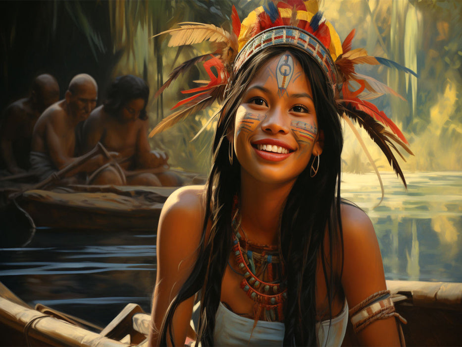 Junge Frau aus einer alten südamerikanischen Hochkultur - Maya Inka - CALVENDO Foto-Puzzle'