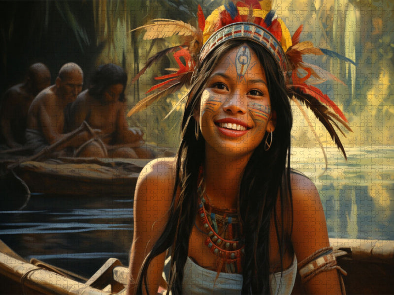 Junge Frau aus einer alten südamerikanischen Hochkultur - Maya Inka - CALVENDO Foto-Puzzle'