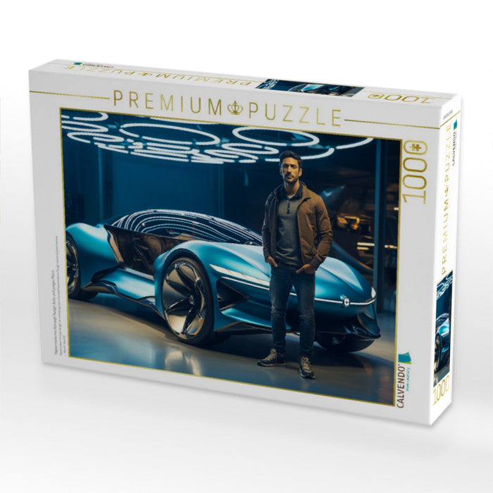 Hypermodernes Konzept Design Auto und junger Mann - CALVENDO Foto-Puzzle'