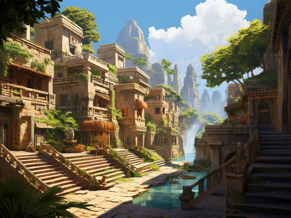 Fantasie einer alten südamerikanischen Stadt - Maya Inka - CALVENDO Foto-Puzzle'