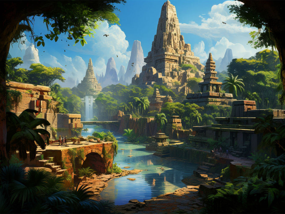 Fantasievolle Pyramidenstadt in Südamerika - Maya Inka - CALVENDO Foto-Puzzle'