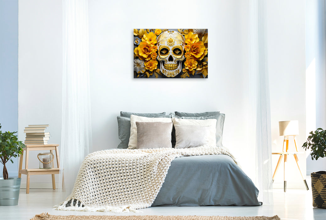 Premium Textil-Leinwand Ein Motiv aus dem Kalender Skull Flower - Totenkopf ART