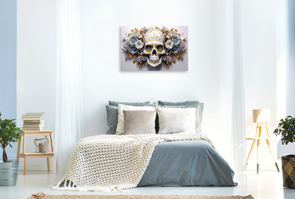 Premium Textil-Leinwand Ein Motiv aus dem Kalender Skull Flower - Totenkopf ART