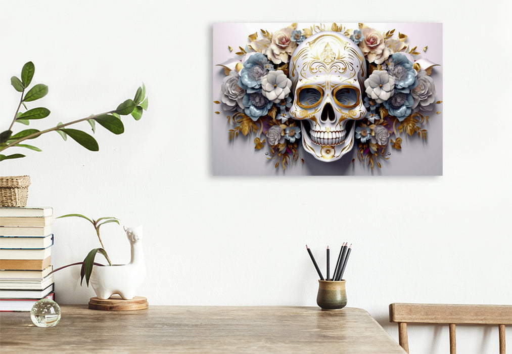 Premium Textil-Leinwand Ein Motiv aus dem Kalender Skull Flower - Totenkopf ART