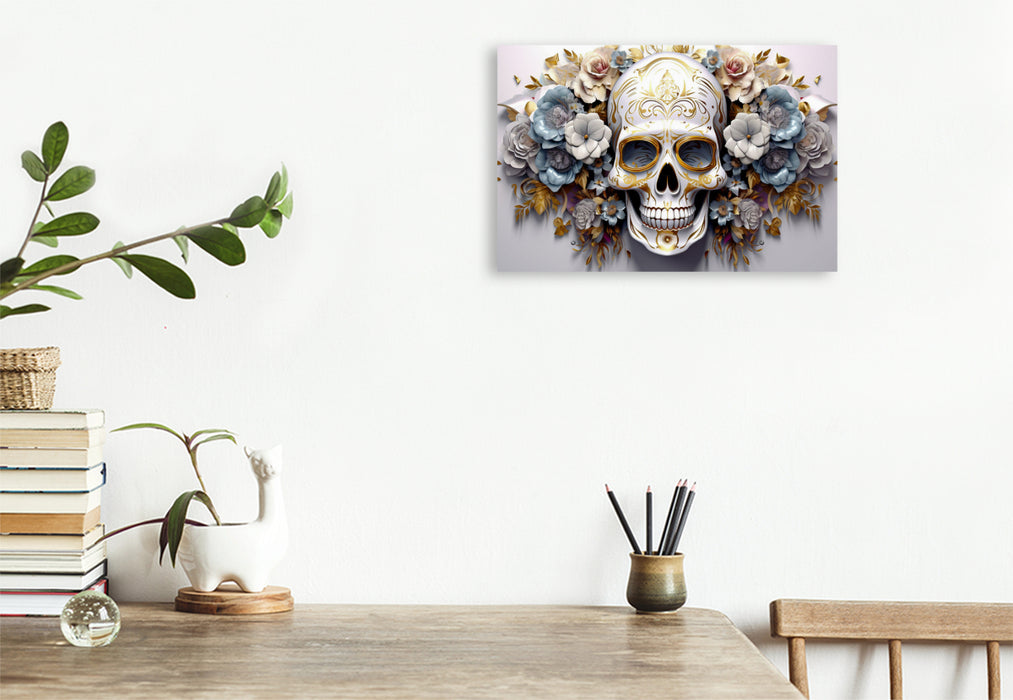 Premium Textil-Leinwand Ein Motiv aus dem Kalender Skull Flower - Totenkopf ART