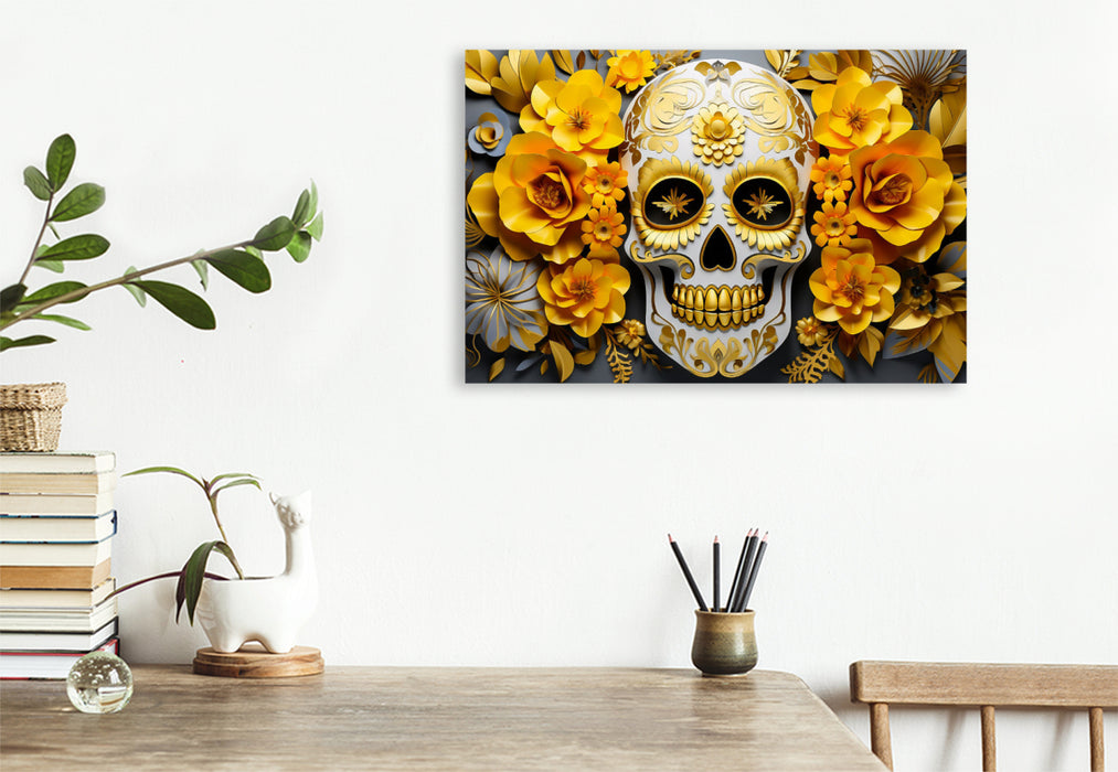 Premium Textil-Leinwand Ein Motiv aus dem Kalender Skull Flower - Totenkopf ART