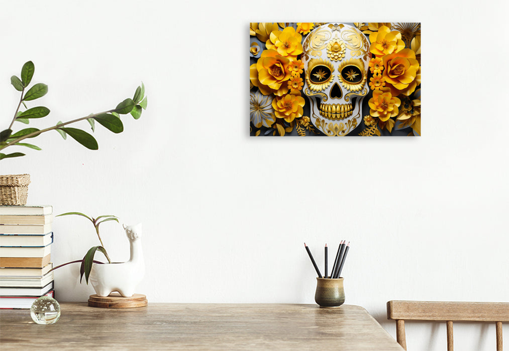 Premium Textil-Leinwand Ein Motiv aus dem Kalender Skull Flower - Totenkopf ART