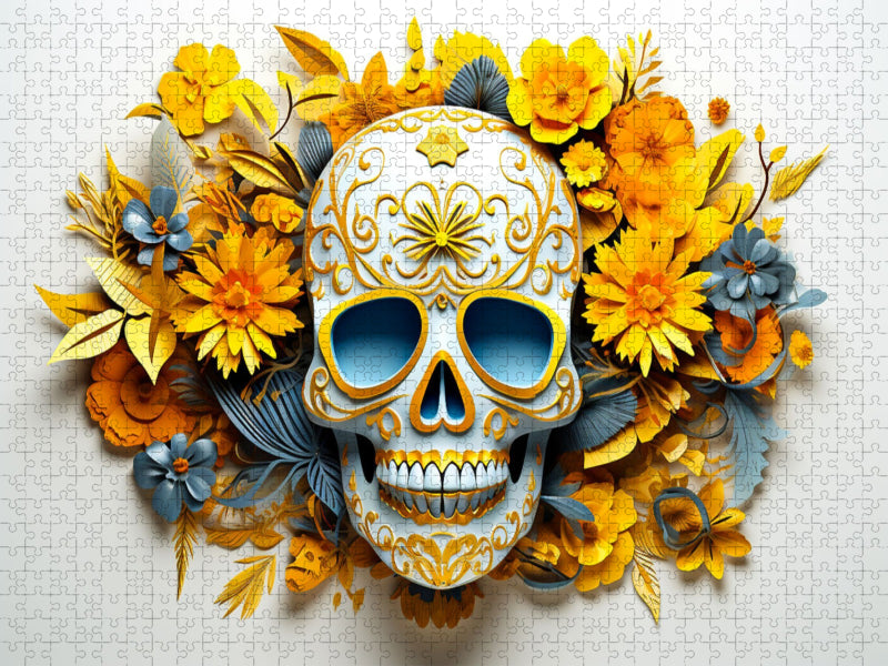 Blue Yellow Skull - CALVENDO Foto-Puzzle'