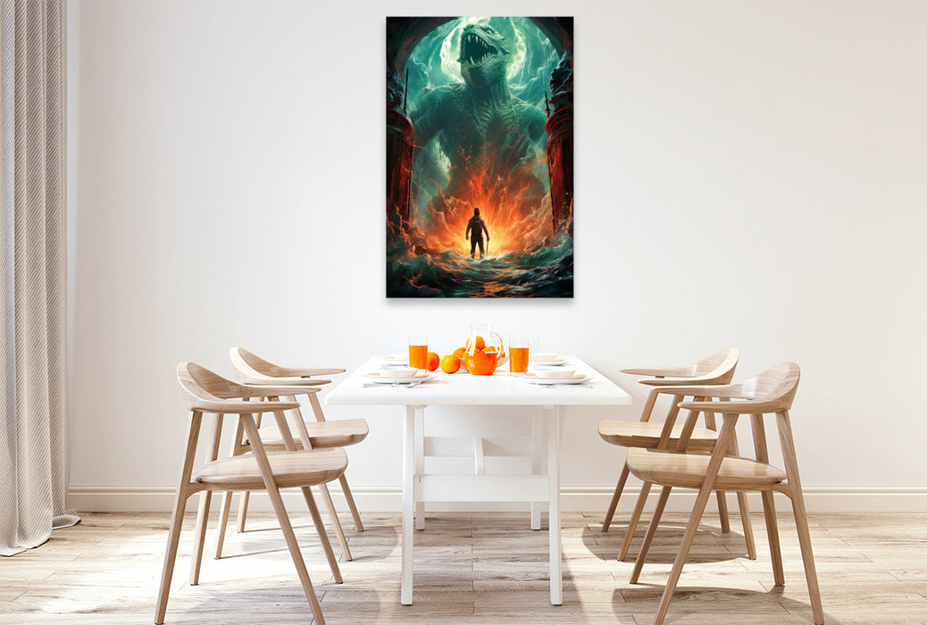 Premium Textil-Leinwand Das Ungeheuer aus der Tiefe - historisches Filmplakat zu einem Film, der nie gedreht wurde