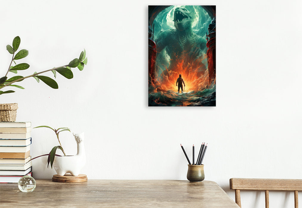 Premium Textil-Leinwand Das Ungeheuer aus der Tiefe - historisches Filmplakat zu einem Film, der nie gedreht wurde