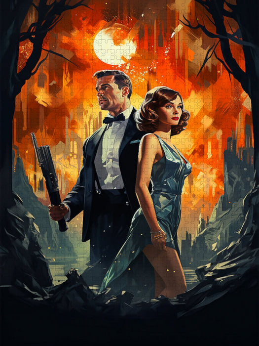 Wie ein Spion in der Nacht - historisches Filmplakat zu einem Film, der nie gedreht wurde - CALVENDO Foto-Puzzle'