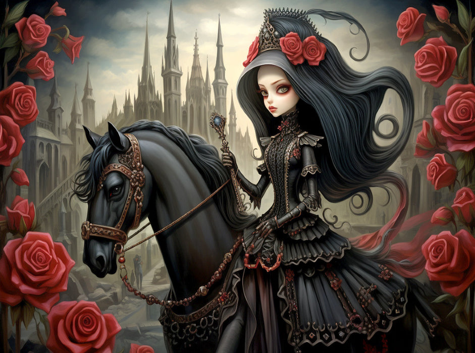 Gothic Queen mit Pferd - CALVENDO Foto-Puzzle'