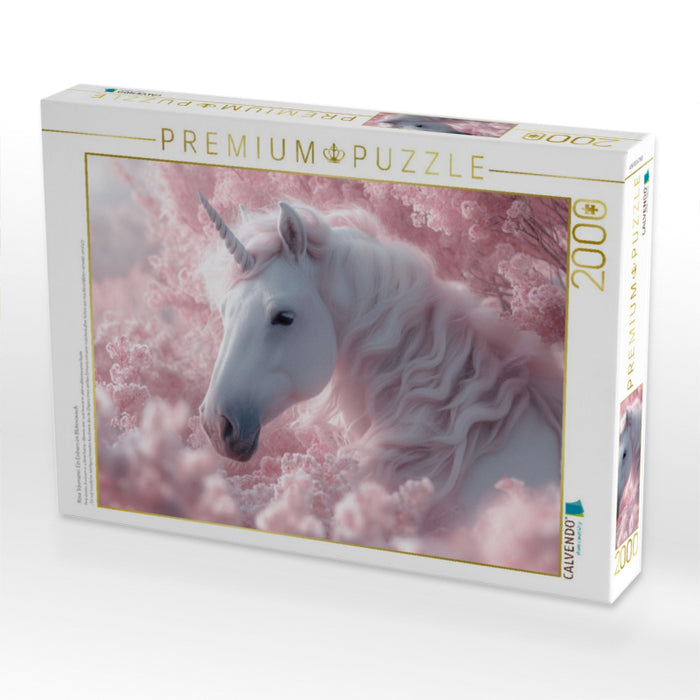 Rosa Träumerei: Ein Einhorn im Blütenrausch - CALVENDO Foto-Puzzle'