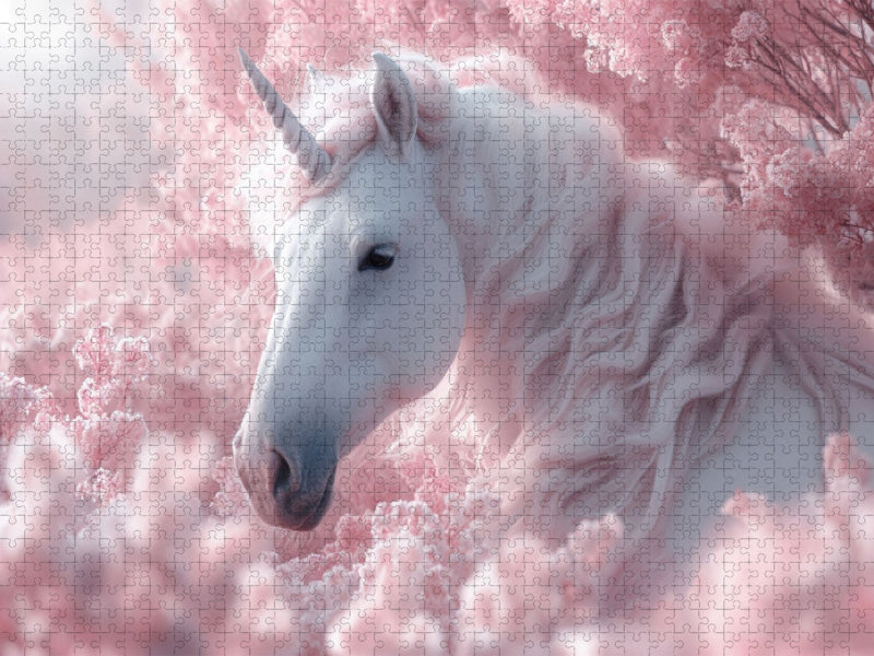Rosa Träumerei: Ein Einhorn im Blütenrausch - CALVENDO Foto-Puzzle'