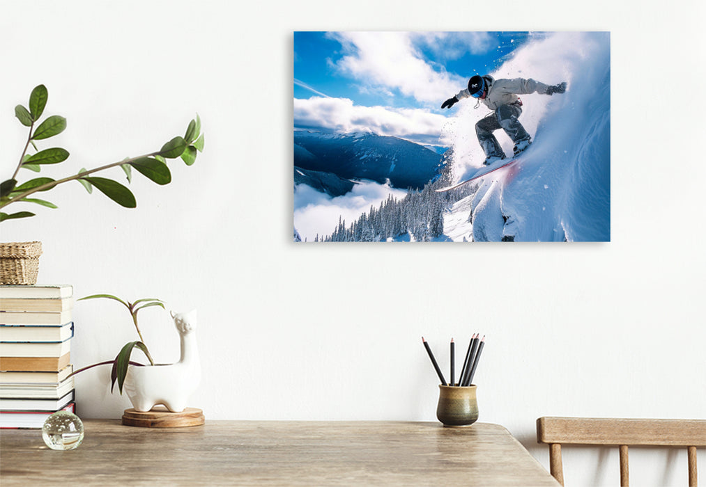Premium Textil-Leinwand Snowboarden, Freeride