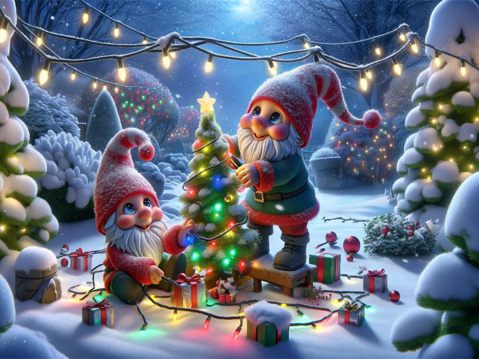 Winterwunderland im Zwergengarten: Festliche Vorbereitungen im Schnee - CALVENDO Foto-Puzzle'