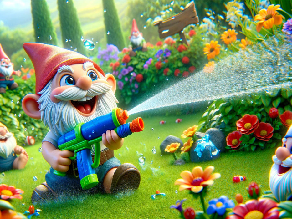 Sommerfreuden: Gartenzwerge und das spritzige Wasserspiel - CALVENDO Foto-Puzzle'