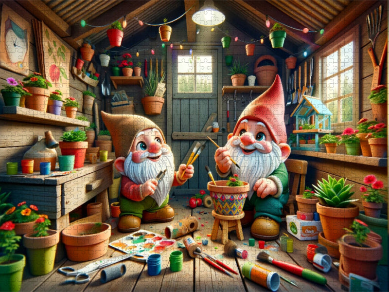 Zwergenwerkstatt: Künstlerische und handwerkliche Frühlingsvorbereitungen - CALVENDO Foto-Puzzle'