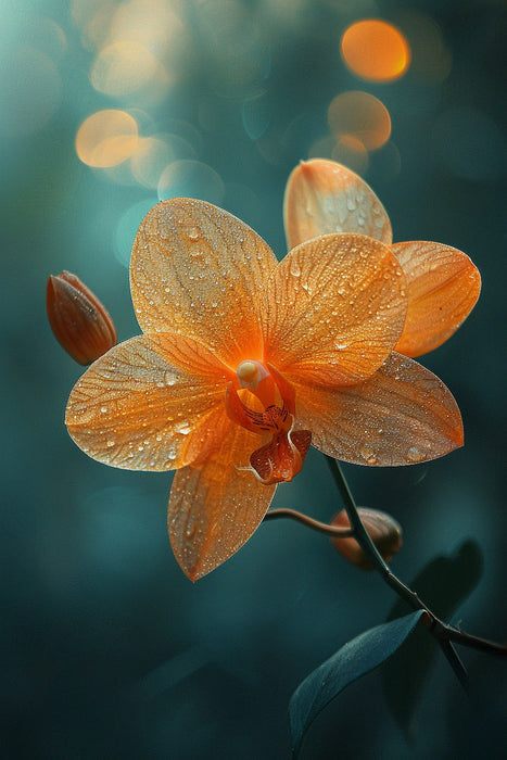 Premium Textil-Leinwand Phalaenopsis in orange - Orchideen Blüte